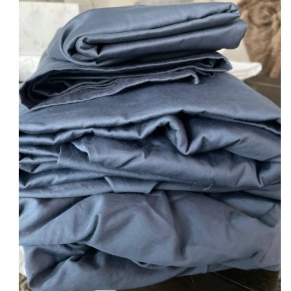 Boll & Branch Mineral Blue QUEEN 100% Organic Cotton Sheet Set. OPEN BOX